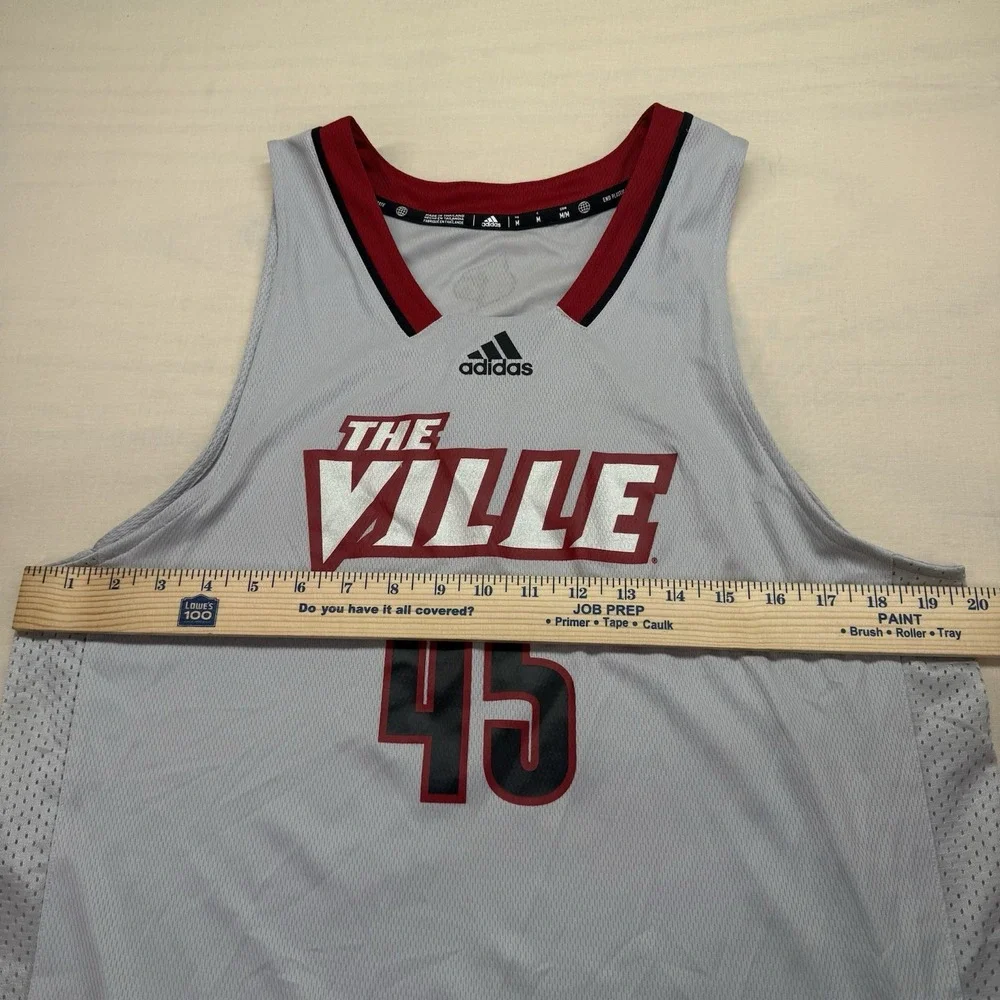 Adidas Louisville Cardinals The Ville #45 Jersey Mens M Gray HG2886 Basketball